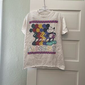 Vintage White Mickey Mouse Rainbow Graphic Tee